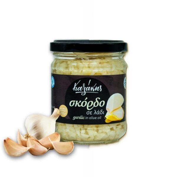 Ψηλοκομμένο σκόρδο με ελαιόλαδο σε βάζο 200gr (Παραδοσιακό προϊόν)
