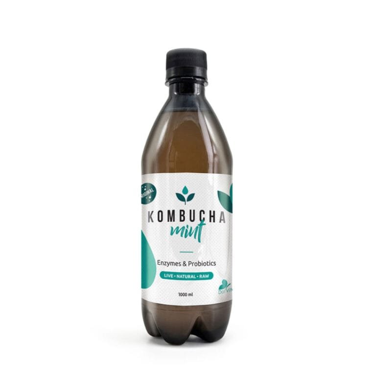 Kombucha 1000ml με άρωμα μέντας – δροσιστικό ρόφημα χωρίς ζάχαρη, πλούσιο σε προβιοτικά.