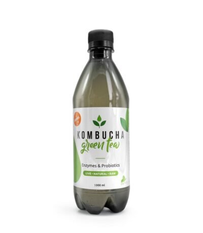 Μπουκάλι Kombucha 1000ml με Πράσινο Τσάι – φυσικό ρόφημα ζύμωσης για αποτοξίνωση και ενέργεια.