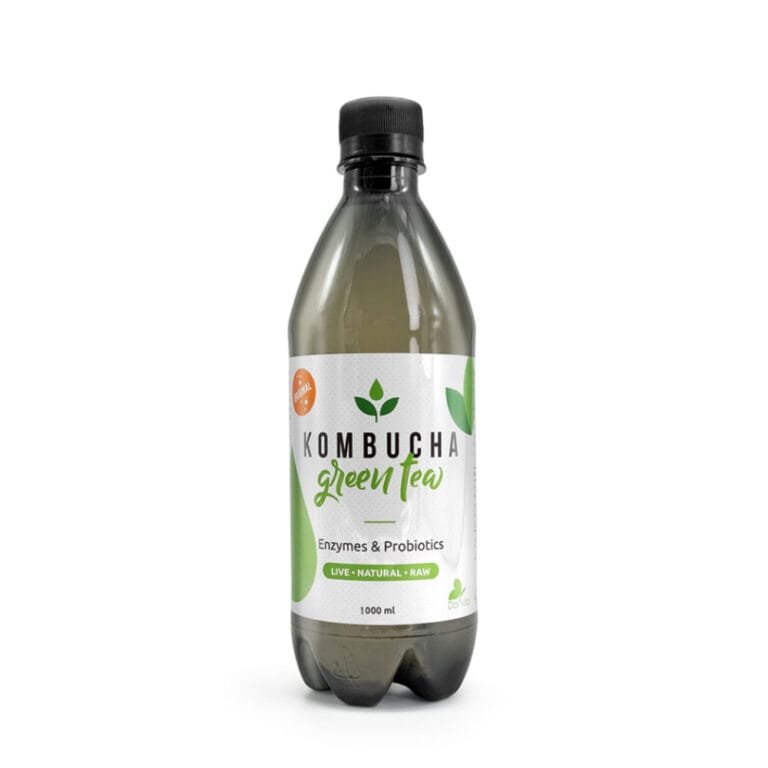 Μπουκάλι Kombucha 1000ml με Πράσινο Τσάι – φυσικό ρόφημα ζύμωσης για αποτοξίνωση και ενέργεια.
